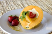 Orange Panacotta with Fresh Papaya